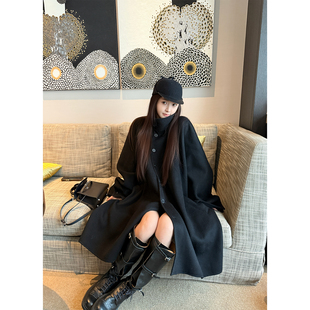 山本大衣私服时髦老钱腔调十足立领挺括高级100%全羊毛斗篷大衣