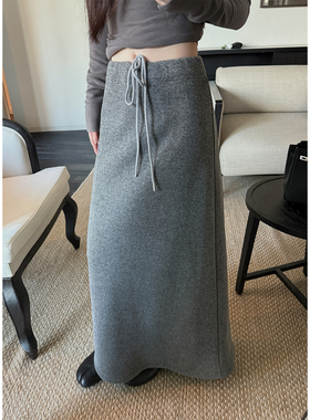 Here yaya shop 宅女舒适区必入复合厚绒慵懒随意感瘦瘦直筒裙