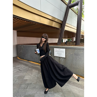 Here yaya shop 随性山本裙裤时髦且松弛20%羊毛重工气球九分裙裤