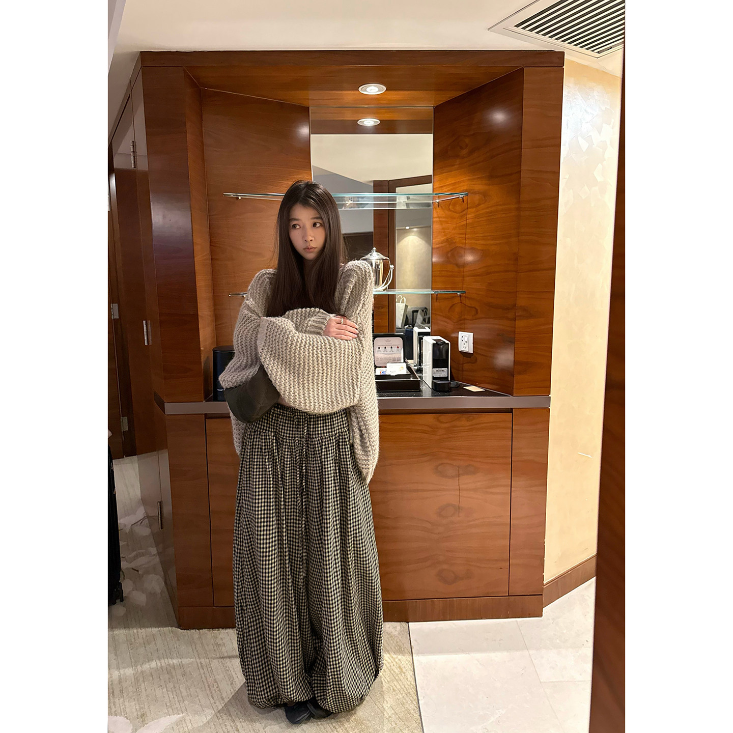 here yaya shop 黑糖啵啵甜酷慵懒松弛调30麻时髦穿搭花苞灯笼裤