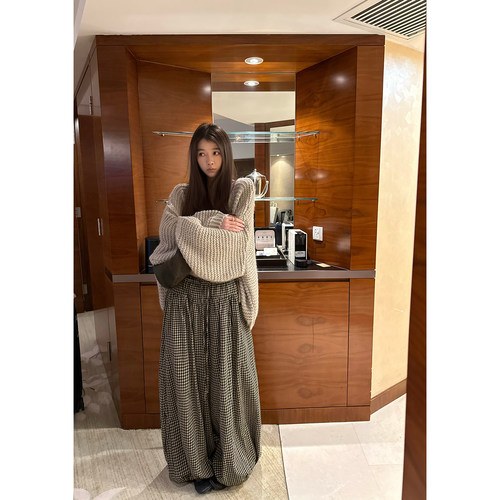 here yaya shop 黑糖啵啵甜酷慵懒松弛调30麻时髦穿搭花苞灯笼裤