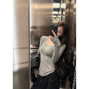 8.25 shop Here 玻尿酸q弹软绵绵u领氛围感基础长袖 yaya