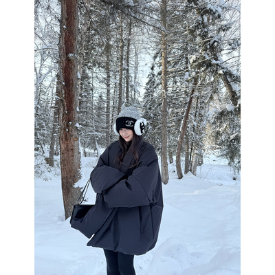 Here yaya shop 温暖对白慵懒调调穿搭开衫式90白鹅绒羽绒服外套