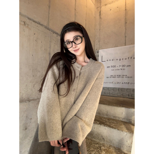 奶油雾霜温油感厚实慵懒感兔毛工艺感毛衣 shop Here yaya