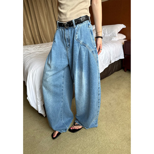 【清仓】Here yaya shop 设计师时髦显瘦复古水洗牛仔裤SE66113