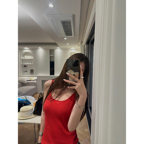 Here yaya shop 4.23 夏日凉茶小背心基础好穿天丝亚麻针织背心
