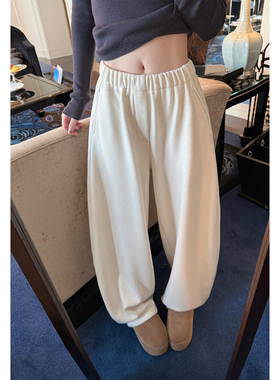 Here yaya shop 温泉裤慵懒随意复合澳利绒巨厚实温暖羊毛懒懒裤