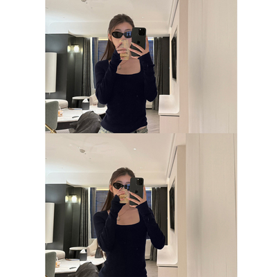 Here yaya shop 9.26 柔雾奶昔淡然温柔感绝妙方u领羊毛针织衫