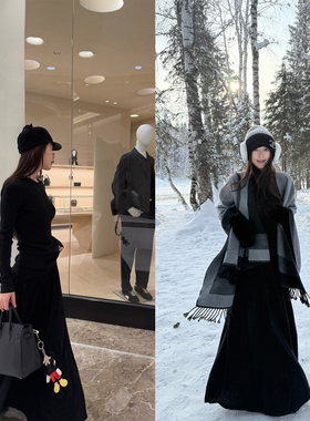 Here yaya shop 清冷素系松弛淡然感垂垂软软纸片人羊毛针织套装