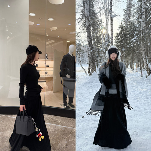 Here yaya shop 清冷素系松弛淡然感垂垂软软纸片人羊毛针织套装