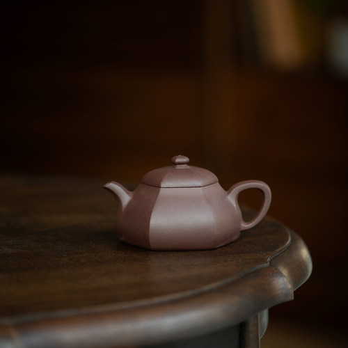正品宜兴紫砂壶茶具 纯手工 全手工 老紫泥 六方半月壶