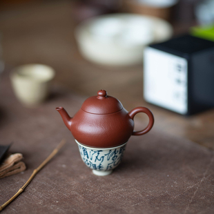 宜兴紫砂壶小煤窑大红袍梨皮朱泥 纯手工梨形壶 梨壶 105CC 吴澄
