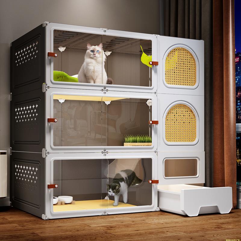 猫别墅超大自由空间猫笼子家用室内猫窝猫厕所一体一室一厅一卫
