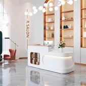 简约现代收银台吧台美容院服装 店柜台公司店铺小型转角前台接待台