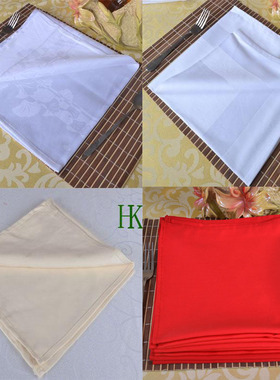 纯白色红色全棉擦杯布不掉毛吸水好酒店折花餐巾口布席巾餐桌布艺