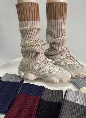 喇叭保暖针织靴子美拉德灰色袜筒袜套堆堆袜秋冬配鲨鱼裤腿套y2k