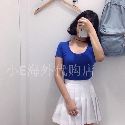 现货美国American apparel AA 泫雅风纯棉短款露脐T恤tee