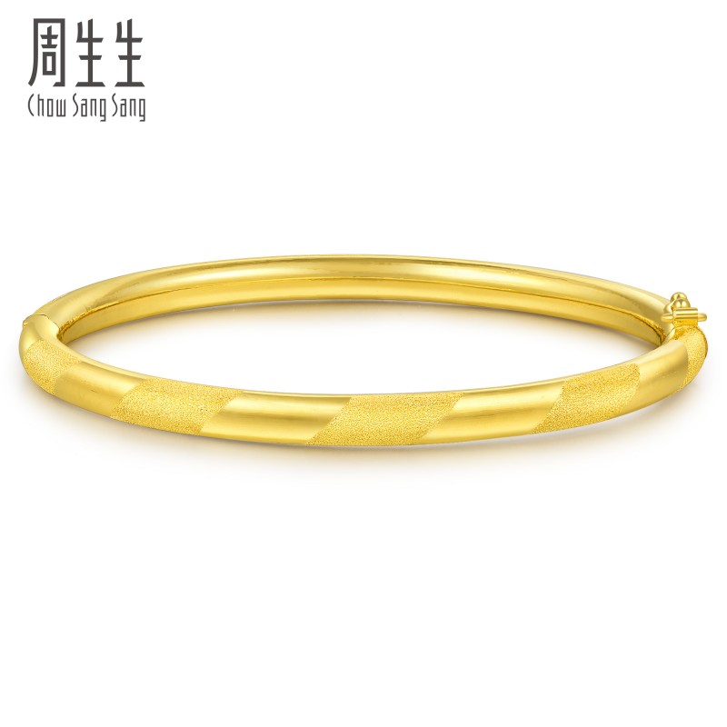 周生生黄金结婚手镯足金饰品元条鸳鸯线结婚金镯子09520k计价