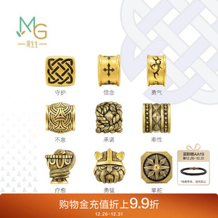 周生生转运珠黄金charmeXL酷黑守护勇气足金手链串珠男士