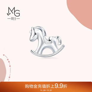 周生生铂金耳钉Pt950铂金耳饰小木马单只白金耳钉89821E