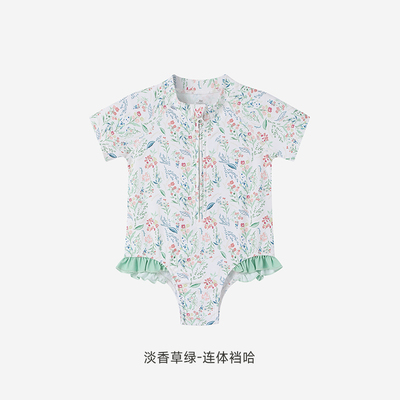 英氏儿童连体泳衣女宝宝防晒UPF50+短袖男女童夏季新款小童游泳衣 — 1