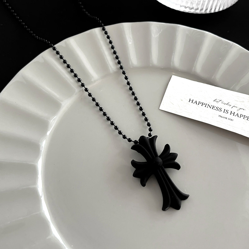 thumbnail for American cross necklace sweet cool hot girl style suitable for summer stacking clavicle chain women's high-end y2k long necklace