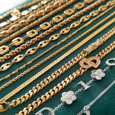 手链Trifari包金复古莱茵石男女