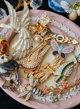 中古vintage胸针Attwood&Sawyer英国A&S法国d'orlan复古董首饰品