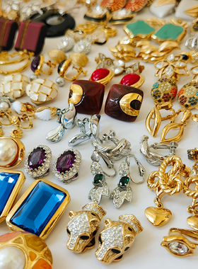 中古vintage耳夹Trifari翠法丽Avon法式复古董A&S配饰品d’orlan