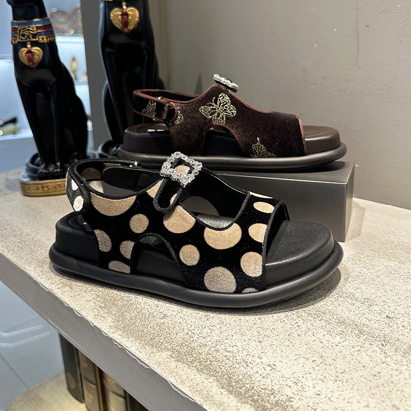 MIO米奥女鞋平底凉鞋厚底增高2025新款夏季沙滩休闲M253132043