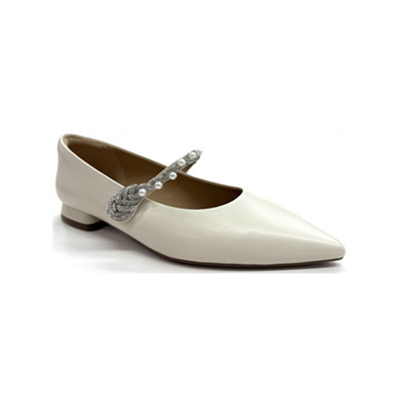 Cbanner千百度女鞋一字带浅口尖头单鞋2026新款白色平底A26179387