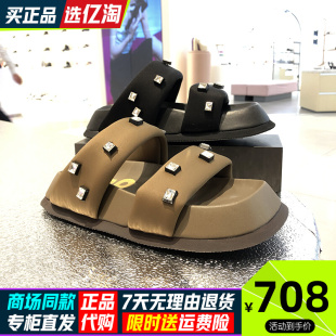 M233127604 新款 方头镶钻海绵带平底拖鞋 鞋 MIO米奥女鞋 2023年夏季