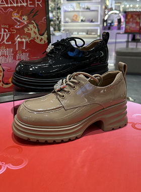 CBANNER千百度女鞋2024新款春季蝴蝶结乐福鞋增高A24130715B01B13