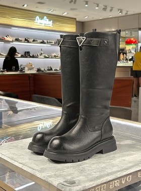 EBLAN伊伴女鞋长筒靴商场同款2025新款高筒靴黑色单靴B25505307