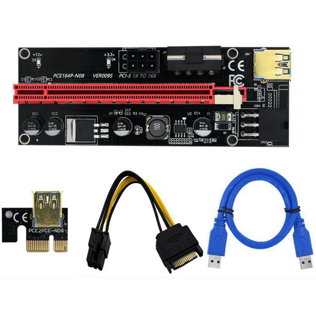 USB3.0 TO PCIE ADAPTER 1X TO 16X GRAPHICS CARD GPU EXTENSION CABLE DUAL 6PIN LIGHT V009S EXPANSION CARD