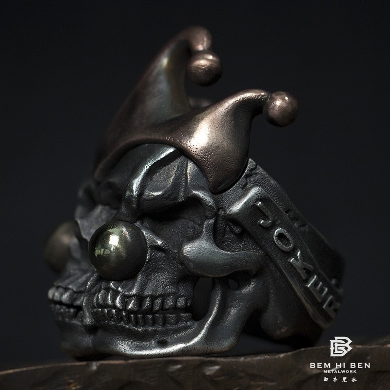 原创手工银饰戒指骷髅