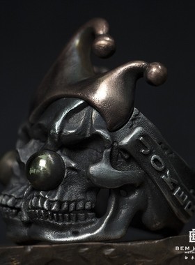 白木黑冰原创设计手工丑戒指joker925银指环个性骷髅戒指J0136W1