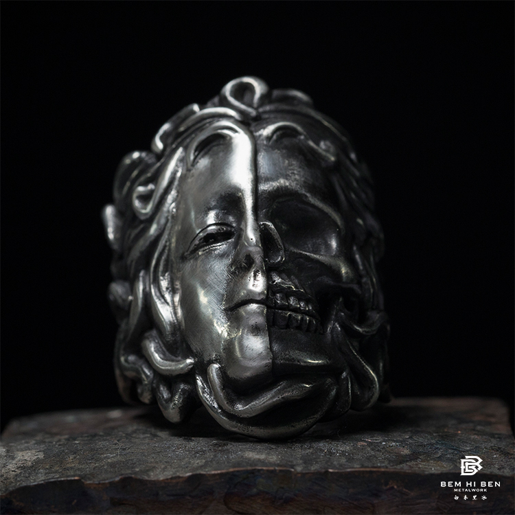 原创手工银饰朋克骷髅戒指