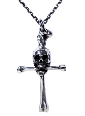 原创十字架吊坠纯银霸气骷髅项链