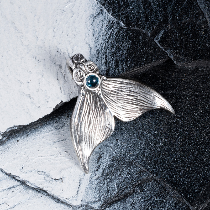 原创鱼尾吊坠纯银小众项链海豚