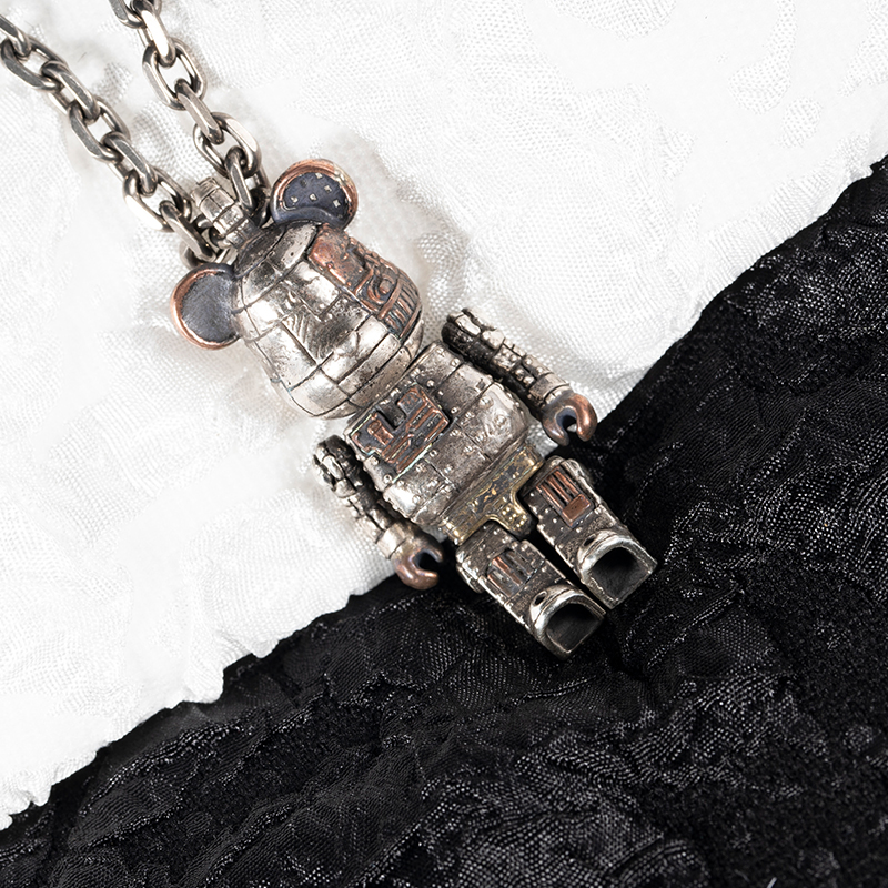 白木黑冰个性朋克风男女款925银