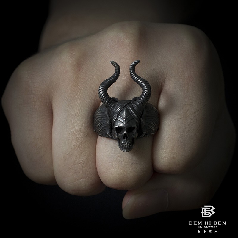 原创手工银饰戒指骷髅
