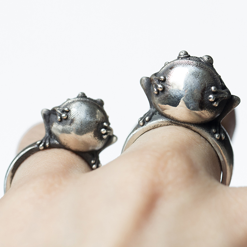 原创青蛙戒指925银情侣复古