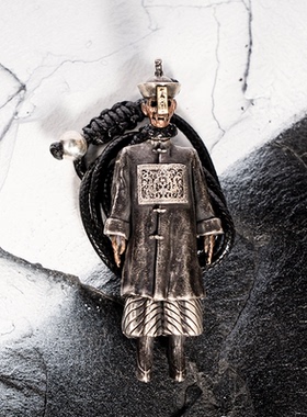 白木黑冰个性朋克僵尸吊坠925银男女做旧配饰车挂件原创手工制作