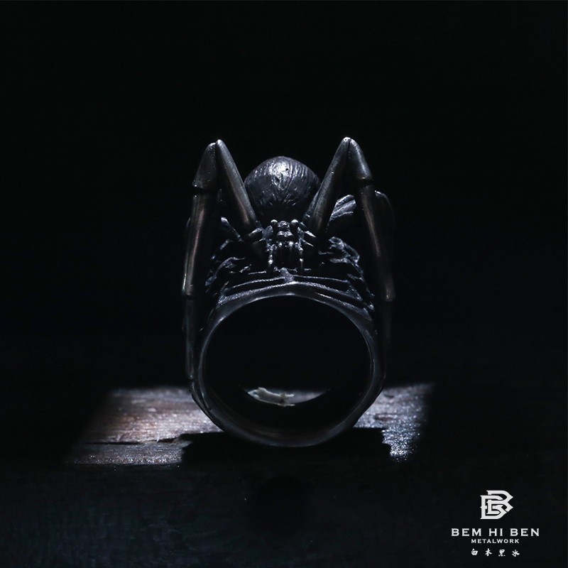 原创暗黑朋克手工银饰指环