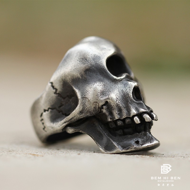 原创手工银饰暗黑骷髅潮男朋克