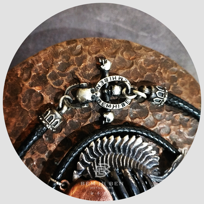 白木黑冰原創(chuàng)手工925純銀骷髏OT扣項(xiàng)鏈?zhǔn)宙湹鯄嫆炖KDIY復(fù)古男女