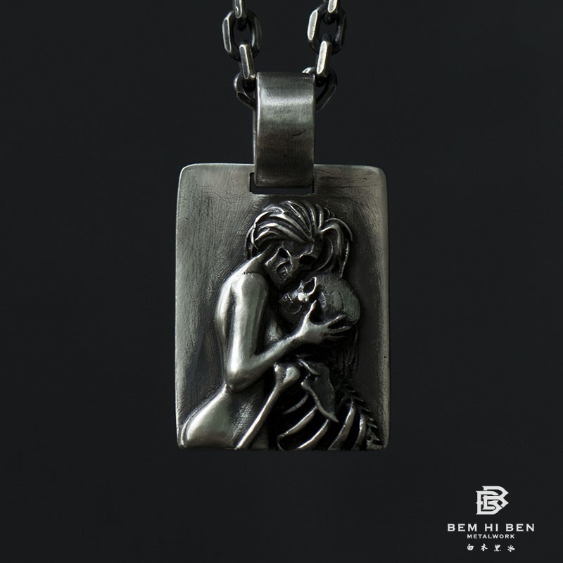 原创手工银饰骷髅项链吊坠