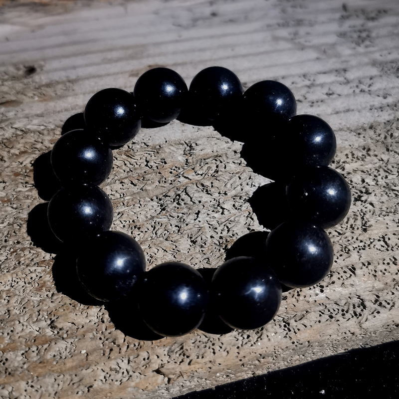 冰碛岩  紫墨湘玉手串 抛光工艺珠子 黑色 纯色