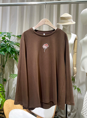 2024掂量拾卡女装夏季新品绣花长袖T恤女宽松百搭简约Y1V02T11729